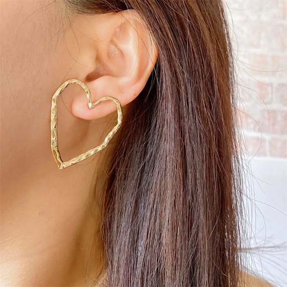 🔵𝟲𝟱%𝗢𝗙𝗙 𝗯𝘂𝗻𝗱𝗹𝗲𝘀 𝟯+🔵 NEW 925 Gold Large Heart Drop Earrings - Picture 12 of 14